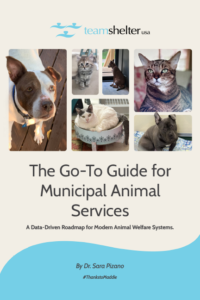 Cover of TeamShelterUSA's Go-To-Guide for Municipal Animal Services with six photos of dogs and cats